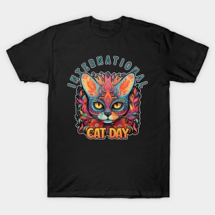 International Cat Day Sugar Skull Cat Lover T-Shirt